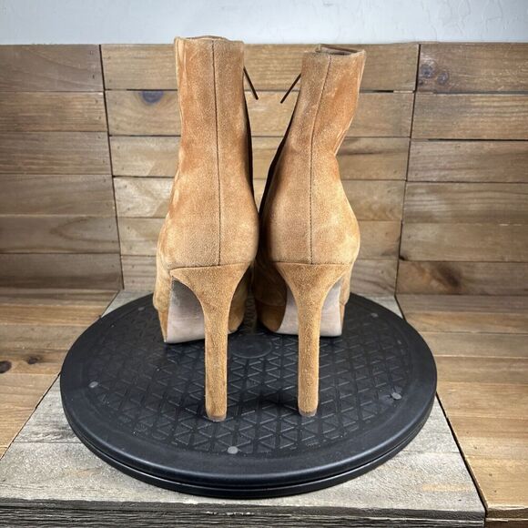 VERONICA BEARD Womens Sz 7.5 Brown Platform Padded Dali Stiletto Zip-Up Suede - Picture 4 of 10